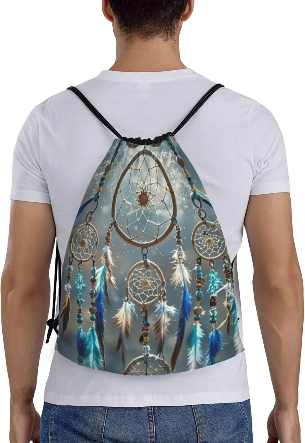 Drawstring Backpack Native American Dream Catcher Sports Gym Bag String Bag Drawstring Bags for Yoga Travel
