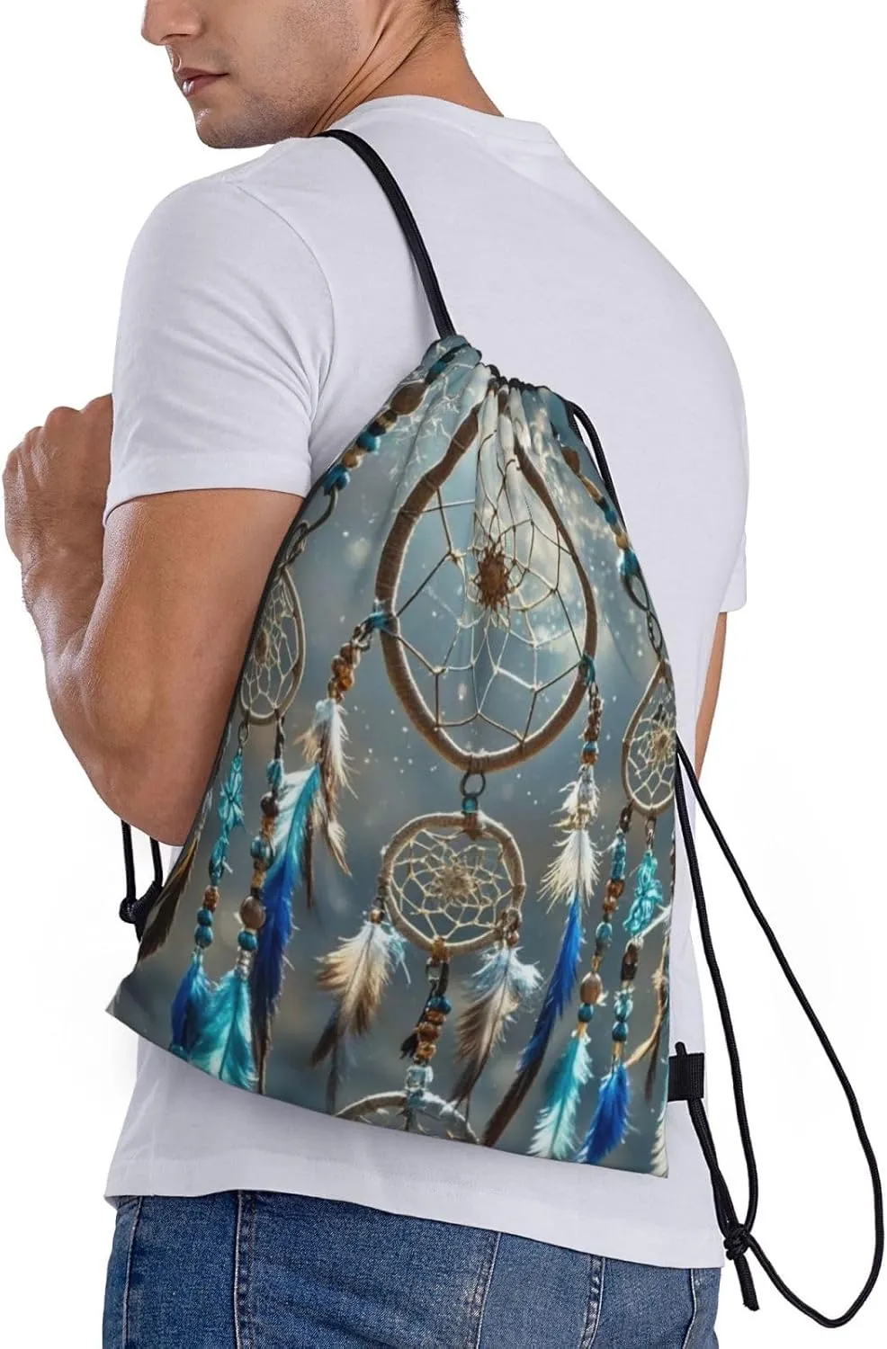Drawstring Backpack Native American Dream Catcher Sports Gym Bag String Bag Drawstring Bags for Yoga Travel