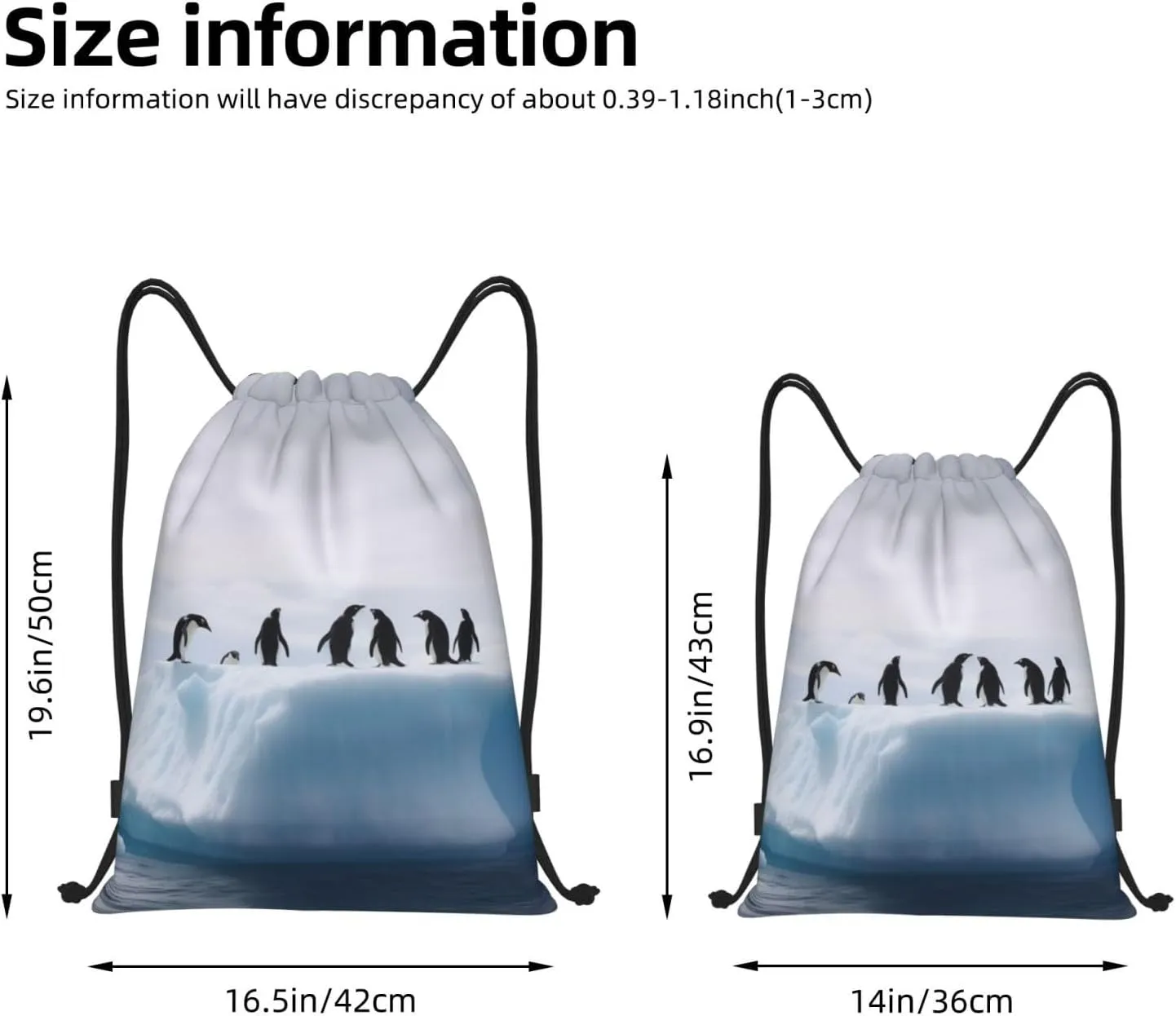 Drawstring Backpack Sackpack Foldable Penguins on the Iceberg Backpack String Bag Sports Gym Bag for Women Men