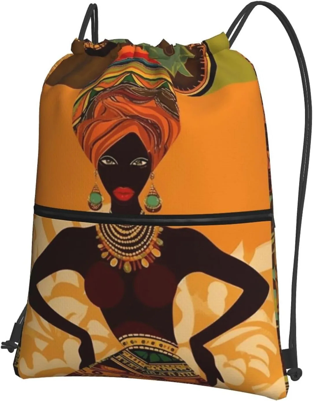 Drawstring Backpack Sports Gym Bags African Woman Drawstring Bags for Men Women Beach Bag String Bag