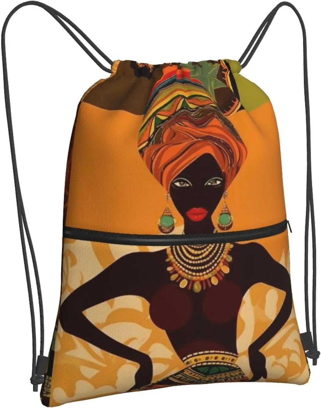 Drawstring Backpack Sports Gym Bags African Woman Drawstring Bags for Men Women Beach Bag String Bag