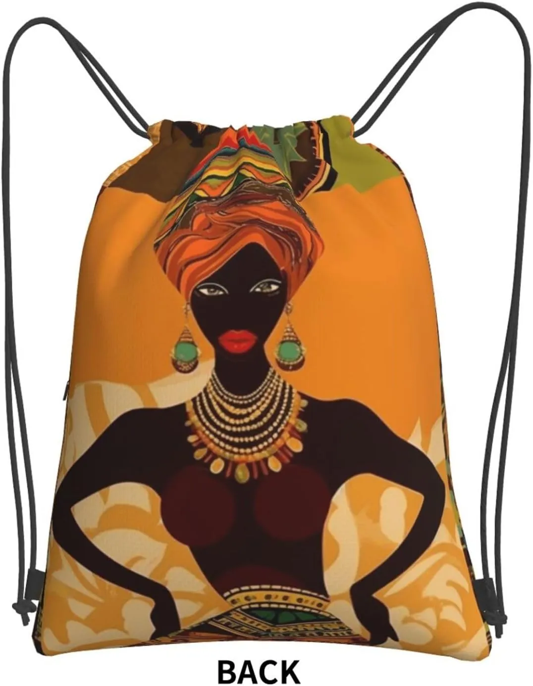 Drawstring Backpack Sports Gym Bags African Woman Drawstring Bags for Men Women Beach Bag String Bag
