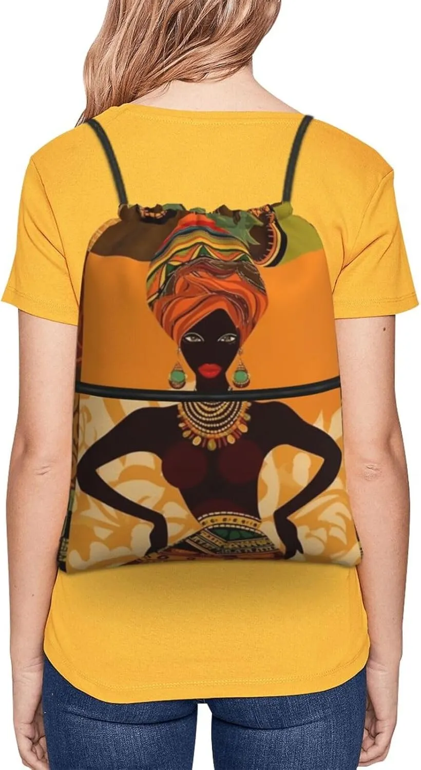 Drawstring Backpack Sports Gym Bags African Woman Drawstring Bags for Men Women Beach Bag String Bag