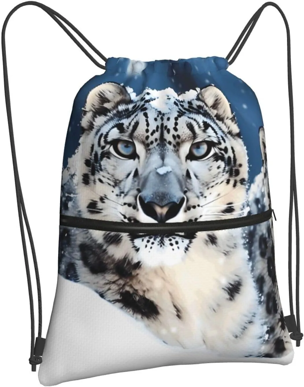Drawstring Backpack Sports Gym Bags Blue eyed snow leopard Drawstring Bags for Men Women Beach Bag String Bag