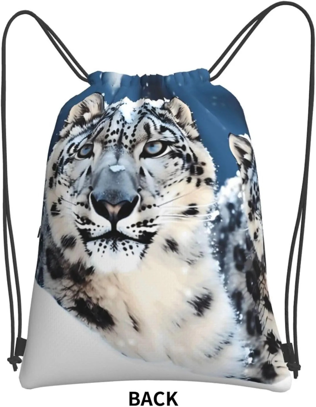 Drawstring Backpack Sports Gym Bags Blue eyed snow leopard Drawstring Bags for Men Women Beach Bag String Bag