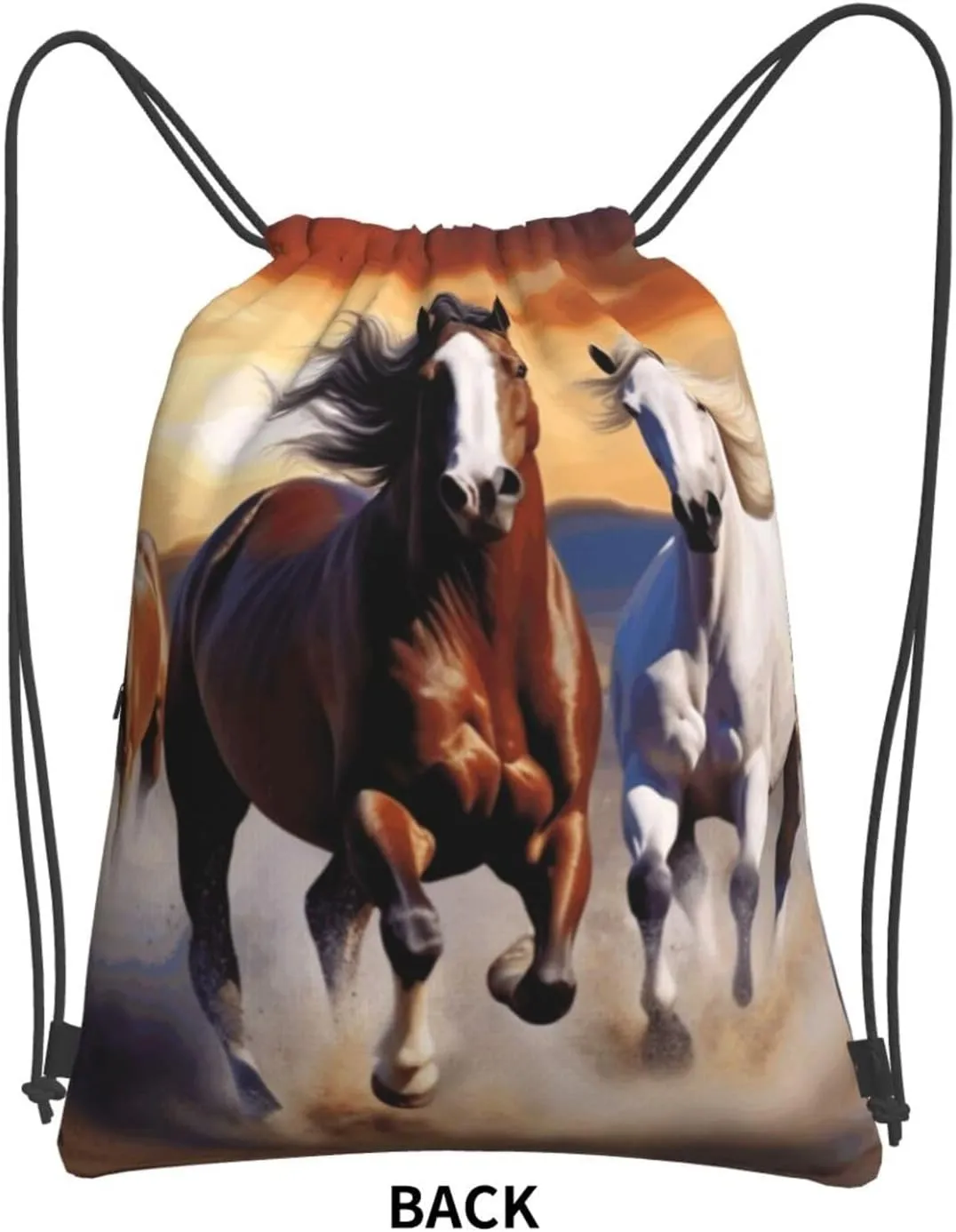 Drawstring Backpack Sports Gym Bags Running Horses Drawstring Bags for Men Women Beach Bag String Bag