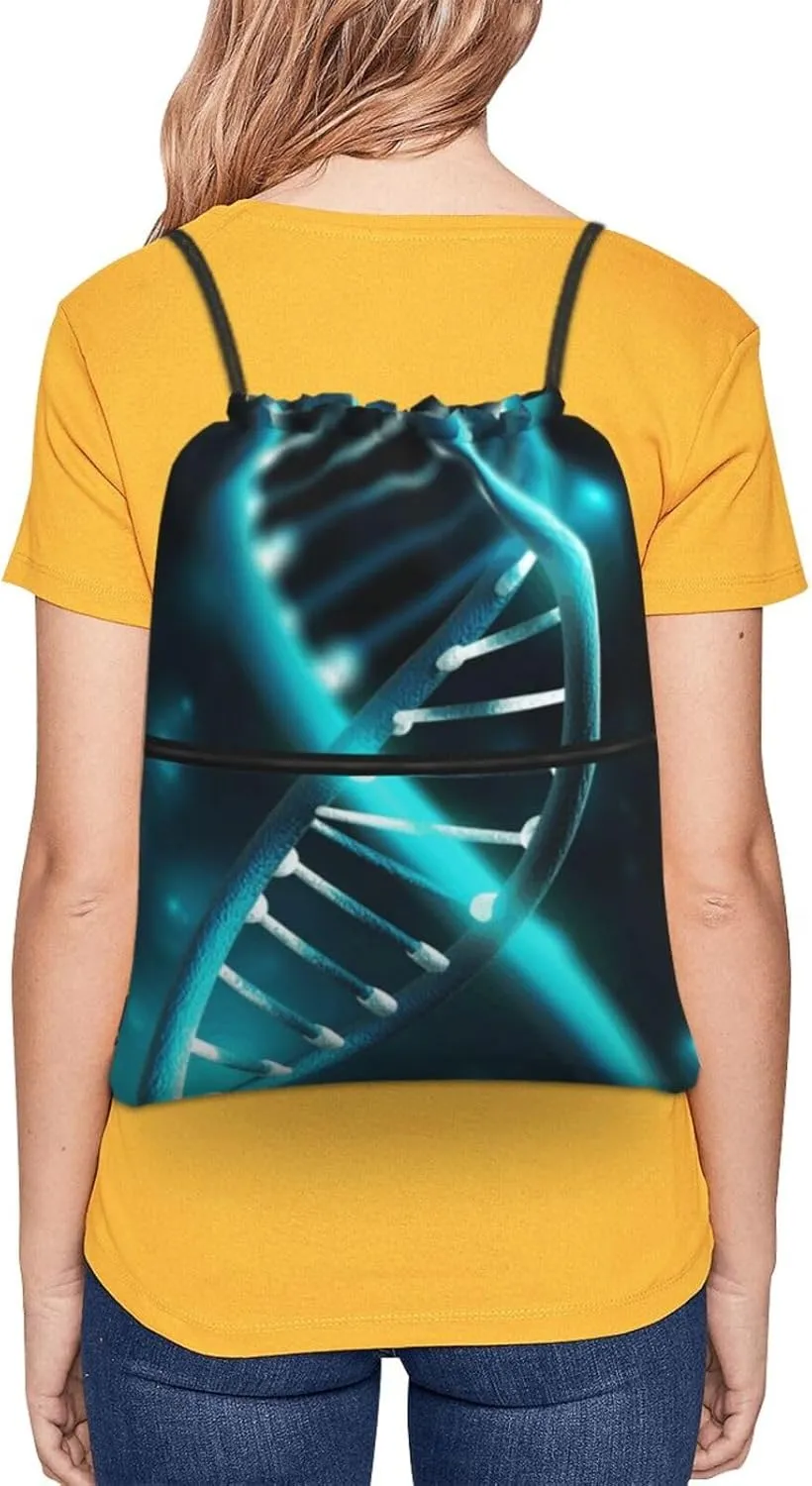 Drawstring Backpack Sports Gym Bags Science Gene Strand Drawstring Bags for Men Women Beach Bag String Bag
