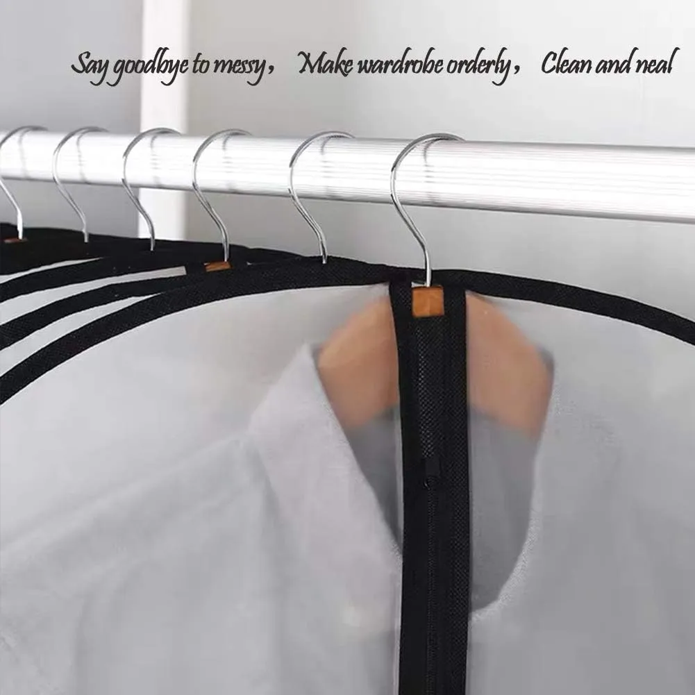 Dress Bags for Hanging Clothes 12 PCS Transparent Waterproof Dustproof Dresses for Wardrobe Storage Garment Bags for Hanging Clothes Full Zipper for Long Dress Costumes Gowns Coats 24''x55''