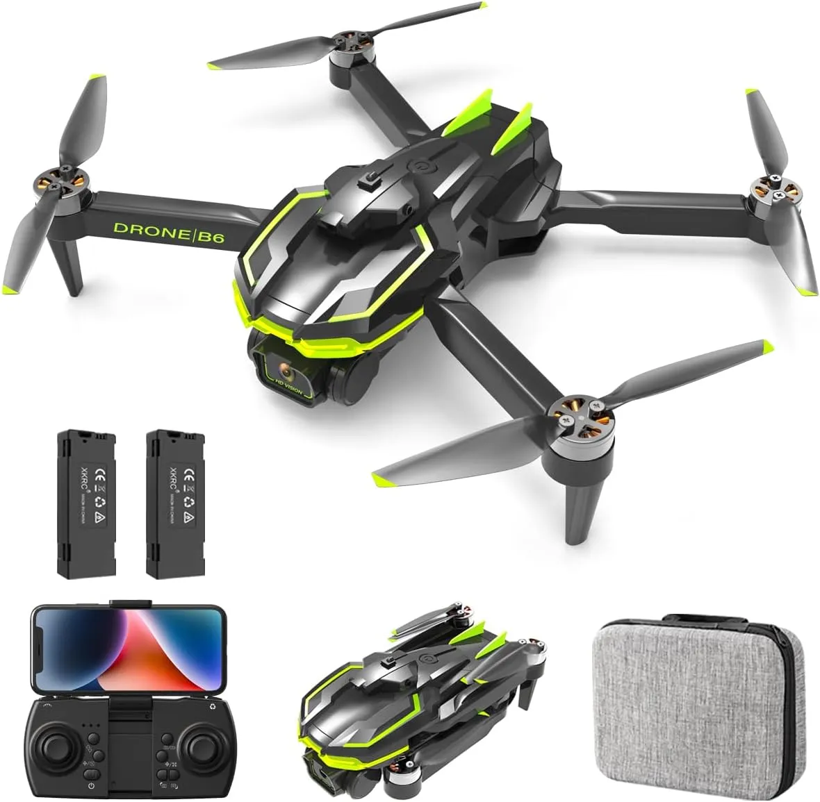 Drone with Camera 1080P HD for Beginners, Brushless Motor Drone with 45 Mins Long Flight Time Altitude Hold Obstacle Avoidance RC Quadcopter Toys Gifts For Kids Adults, Green