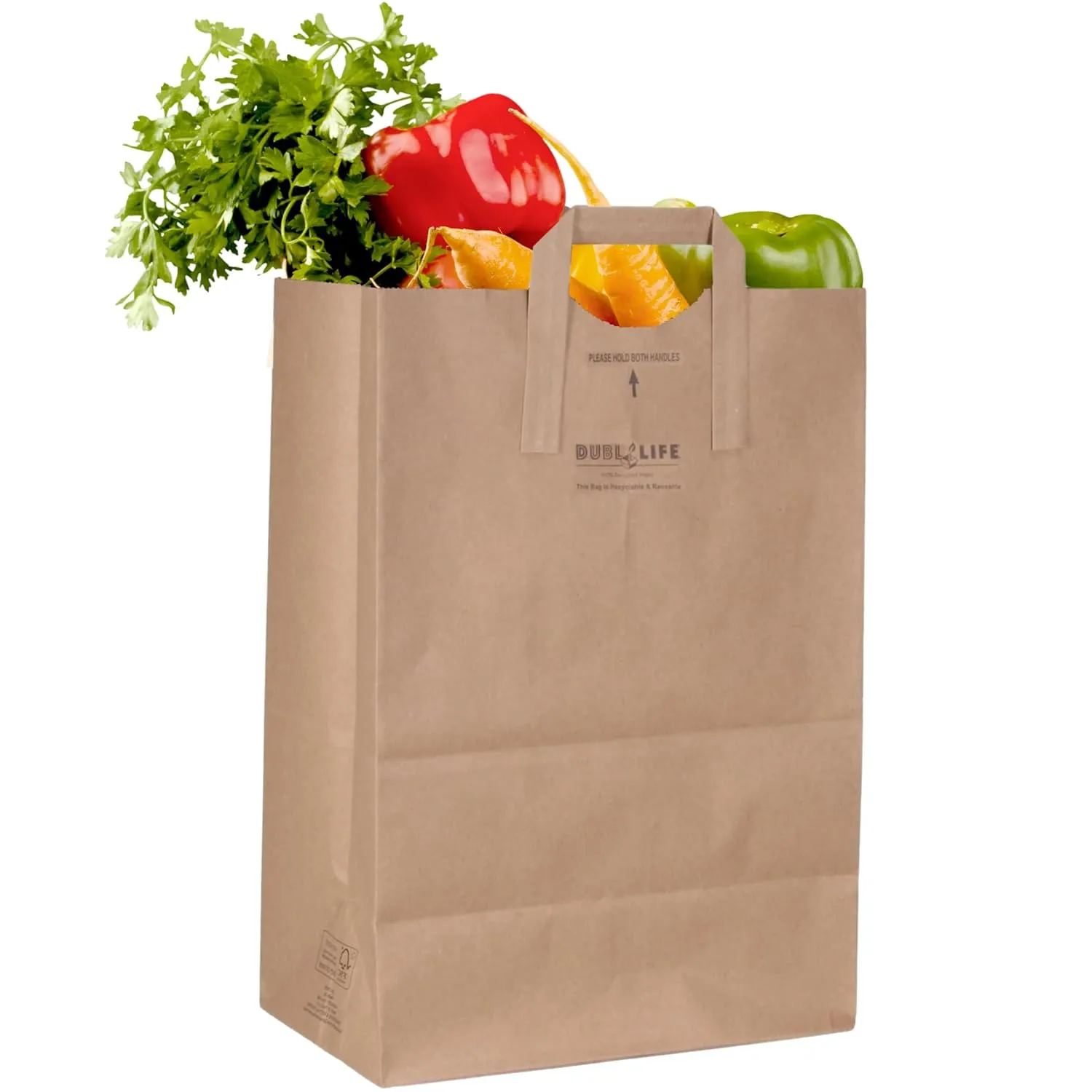 DURO 70# Extra Large Brown Paper Bags, 12x7x17 Inches, 50-Count, 1/6 Heavy-Duty Brown Paper Grocery Bags Without Handle, Ideal for Food Take-Out, Grocery Shopping, Trash & Recycling Sacks