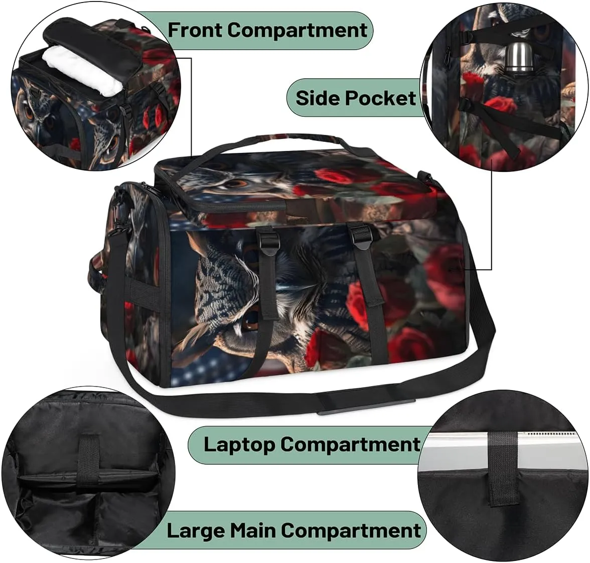 Eagles Travel Backpack Carry On Flight Approved for Women Men, 18.9 Inch Large 4th of July Patriotic Theme Airline Approved Luggage Weekender Backpacks