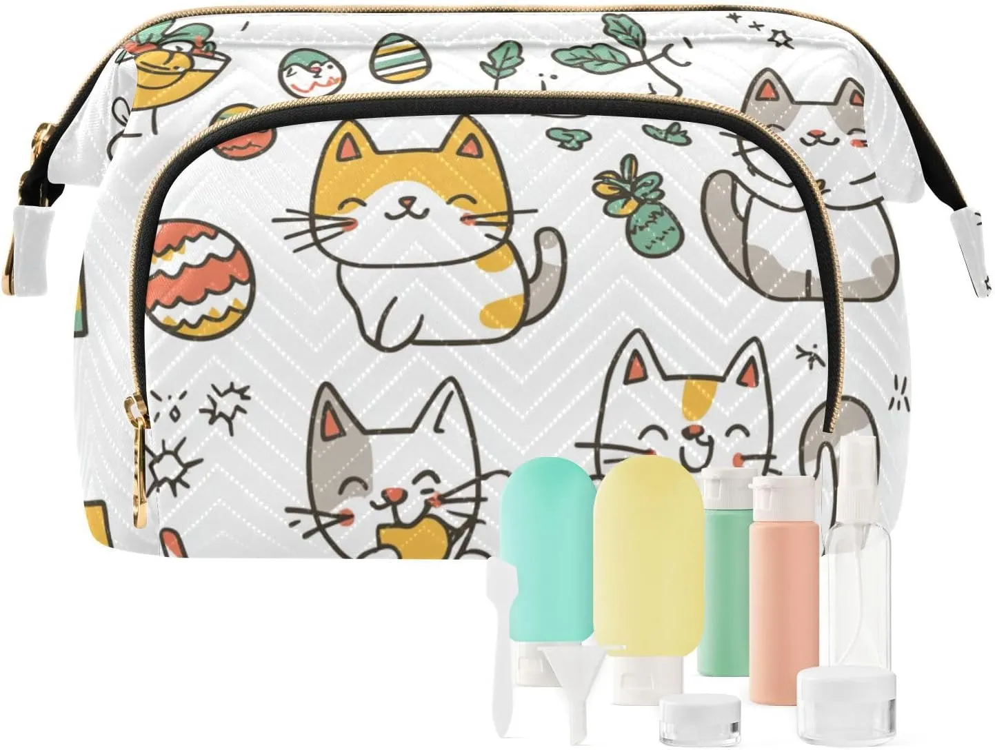 Easter Laperm Cats White Cosmetics Bag Essentials Large Makeup Bag Cosmetic Bags For Purse for Cosmetic Makeup