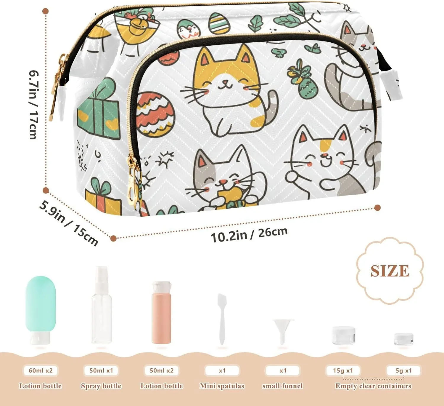 Easter Laperm Cats White Cosmetics Bag Essentials Large Makeup Bag Cosmetic Bags For Purse for Cosmetic Makeup