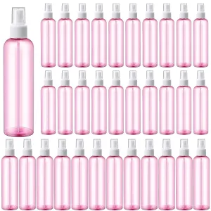 Eccliy 32 Pcs 8 oz Spray Bottles Fine Mist Cleaning Bottles Clear Empty Plastic Travel Sprayer Refillable Sprayer with Cap for Cleaning Solutions Oils Travel Perfumes(Pink,Clear)