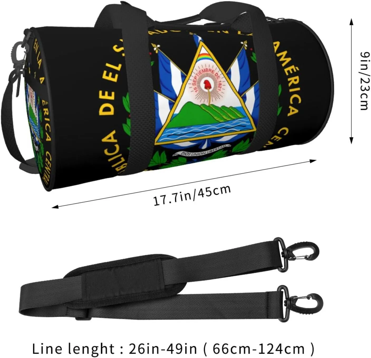 El Salvador Flag Round Travel Duffel Bag Large Capacity Gym Sports Bags for Hiking Vacation Trips