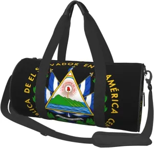 El Salvador Flag Round Travel Duffel Bag Large Capacity Gym Sports Bags for Hiking Vacation Trips