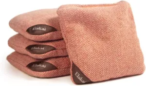 Elakai Cornhole Bags All Weather Single Sided Herringbone Regulation Size and Weight Set of 4 Tangerine Orange 6 in x 6 in