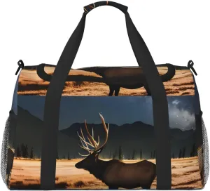 Elk In The Meadow Hand Travel Bag.Fashionable Design, Large Storage Capacity, Suitable For Business Trips And Short Trips.