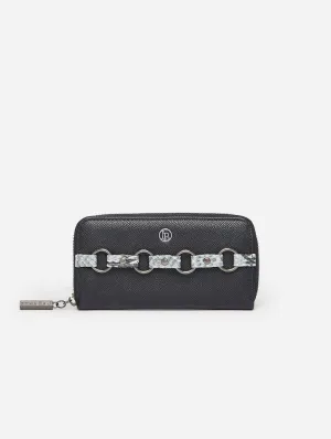 Ellen Vegan Leather Zip Around Wallet | Black