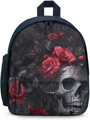 Ember Rose Death Skull Head Cute Backpack Basic Adjustable Bag Simple Small Daypack Camping Park Blue-style