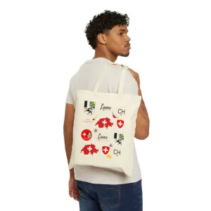 Embrace LAAX: Travel Icons Pattern Cotton Canvas Tote Bag - Perfect for Swiss Adventure Enthusiasts!