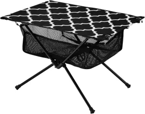 Emelivor Black Geometric Morocco Folding Camping Table Portable Beach Table with Carry Bag Small Picnic Table for Camping BBQ Hiking Outdoor Travel