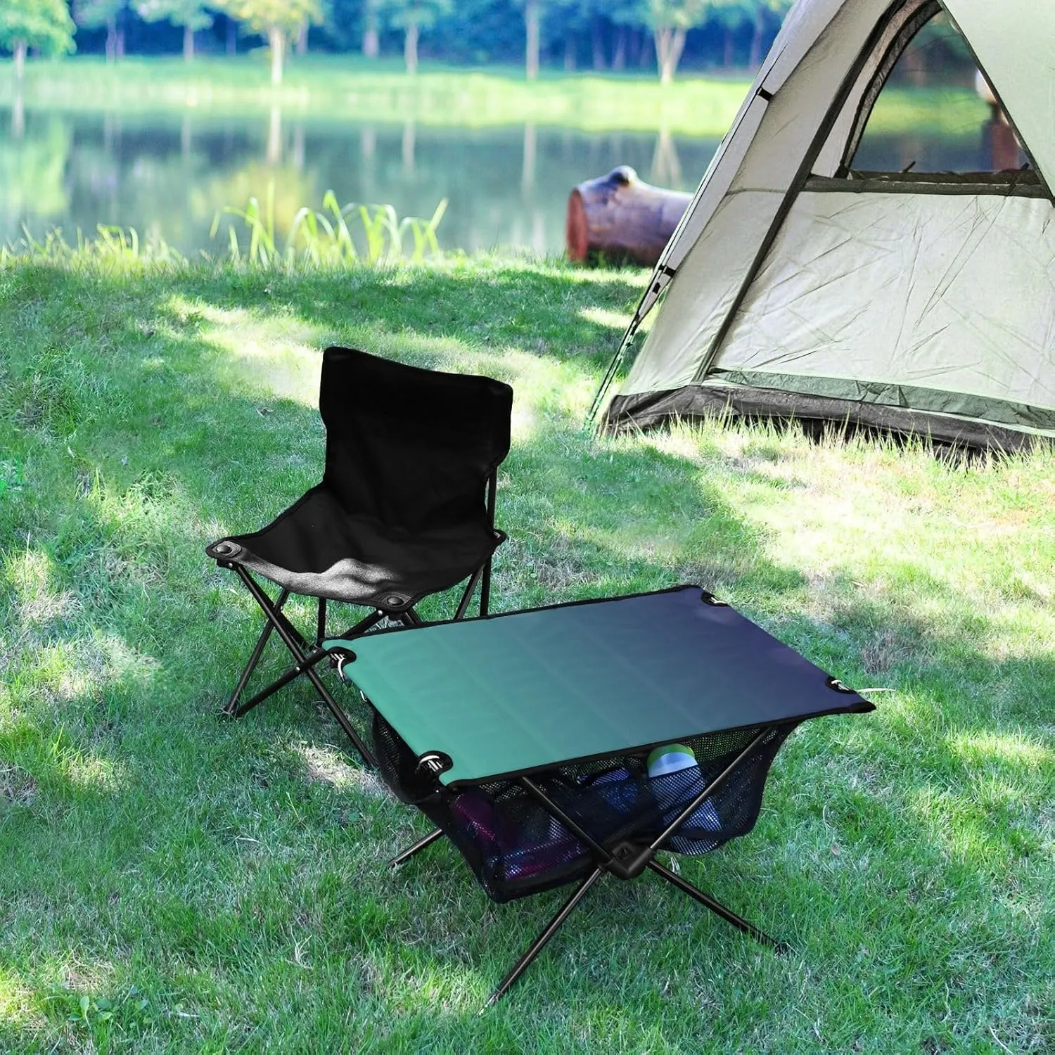 Emelivor Blue Gradient Folding Camping Table Portable Beach Table with Carry Bag Small Foldable Table for Picnic Camping Outdoor Travel Hiking