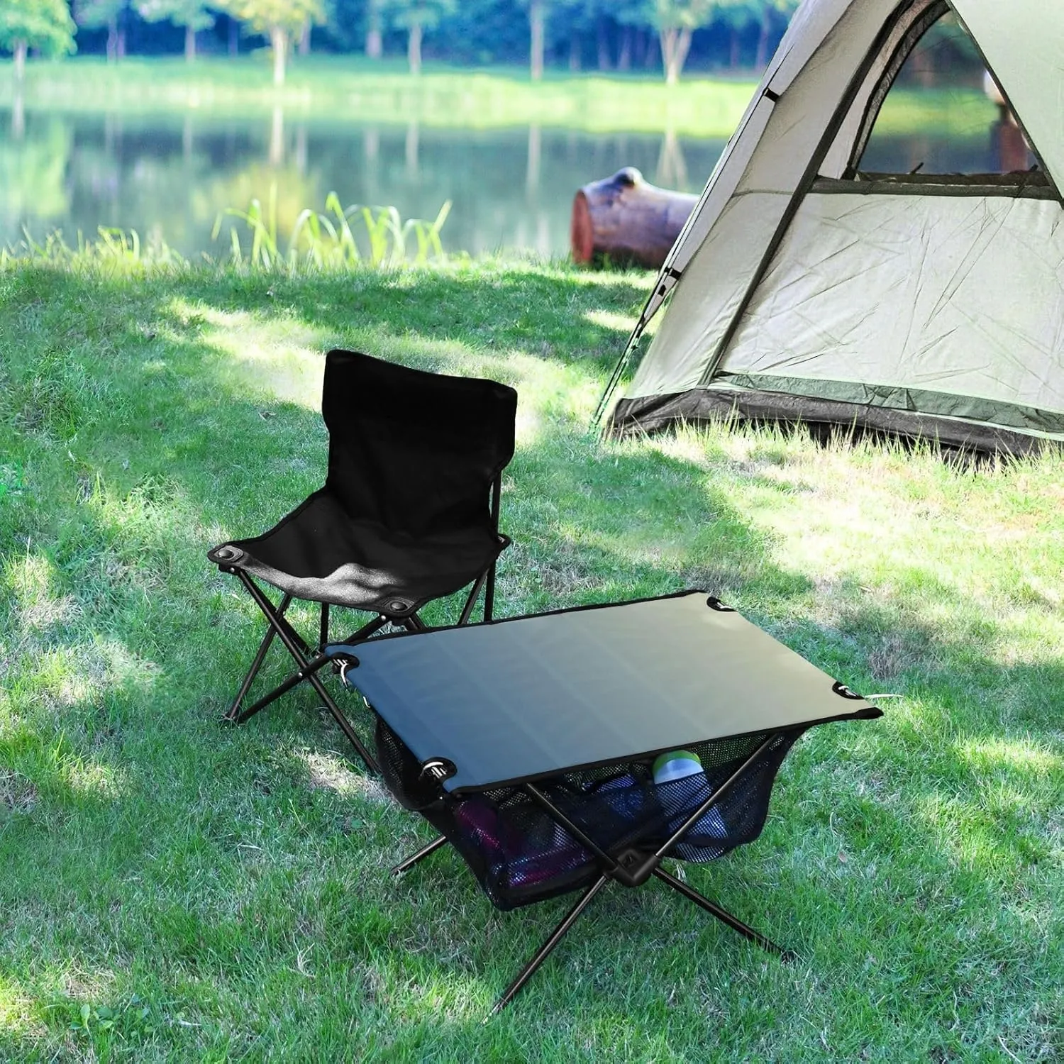Emelivor Blue Gradient Folding Camping Table Portable Beach Table with Carry Bag Small Picnic Table for Camping Outdoor Picnic Travel Cooking