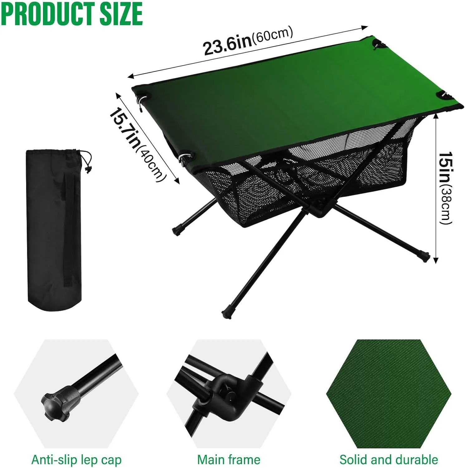 Emelivor Green Gradient Folding Camping Table Portable Beach Table with Carry Bag Small Craft Table for Camping Hiking Picnic Cooking Travel