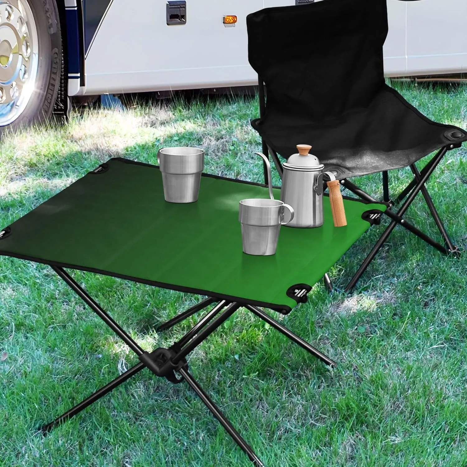 Emelivor Green Gradient Folding Camping Table Portable Beach Table with Carry Bag Small Craft Table for Camping Hiking Picnic Cooking Travel