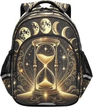 Emelivor Hourglass Moons Stars Kids Backpack School Backpacks Toddler Backpack Bookbag Book Bag for Travel,S