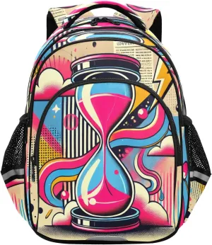 Emelivor Hourglass Multicolor Kids Backpack School Backpacks Toddler Backpack Bookbag Book Bag for Girls,M