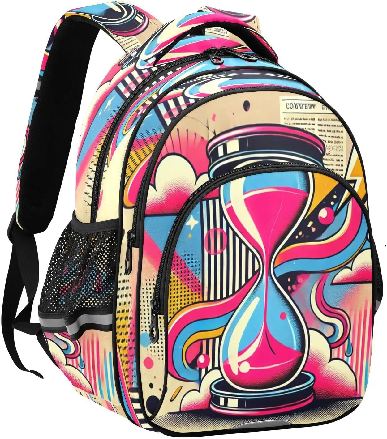 Emelivor Hourglass Multicolor Kids Backpack School Backpacks Toddler Backpack Bookbag Book Bag for Girls,M