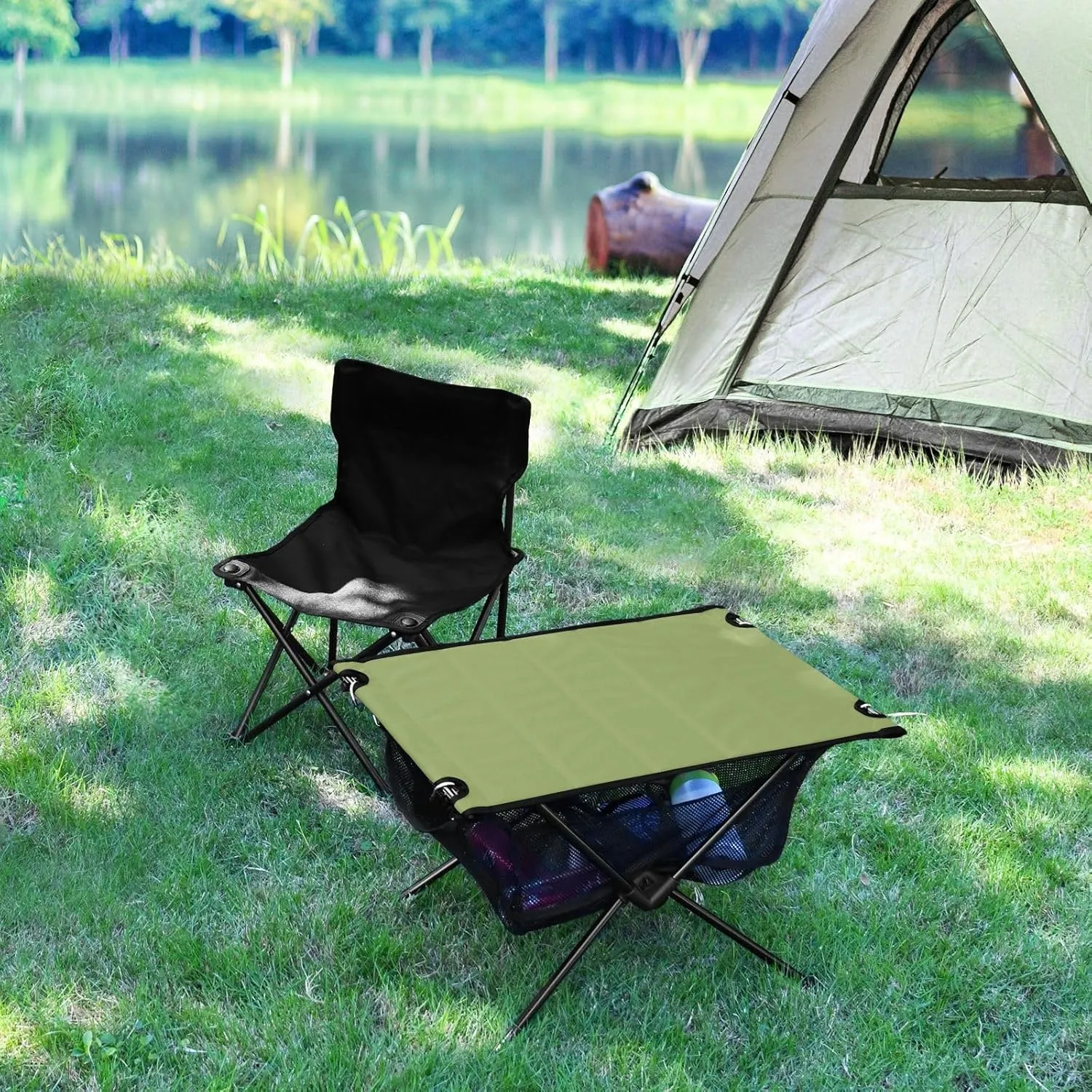 Emelivor Light Green Folding Camping Table Portable Beach Table with Carry Bag Small Foldable Table for Camping Fishing Picnic Garden Outdoor