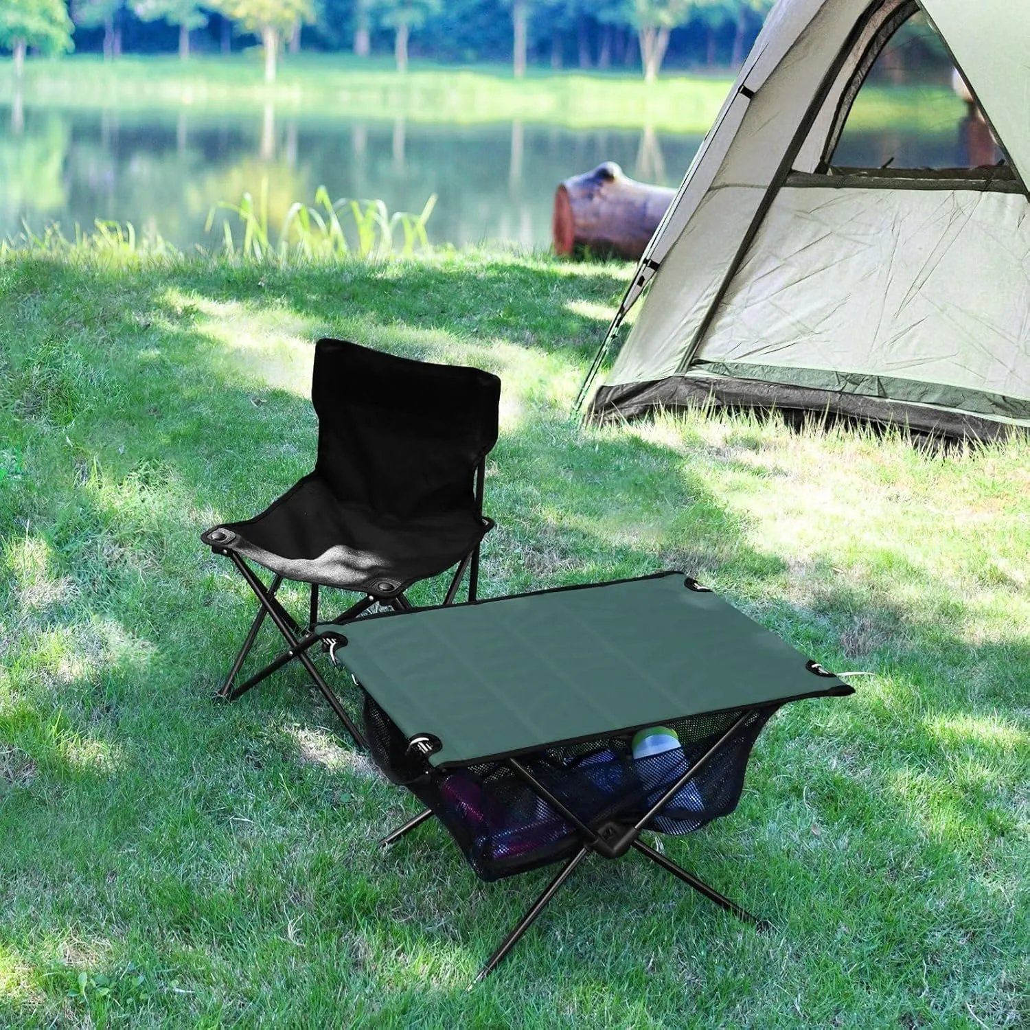 Emelivor Teal Blue Folding Camping Table Portable Beach Table with Carry Bag Small Picnic Table for Camping Hiking Fishing Garden Outdoor