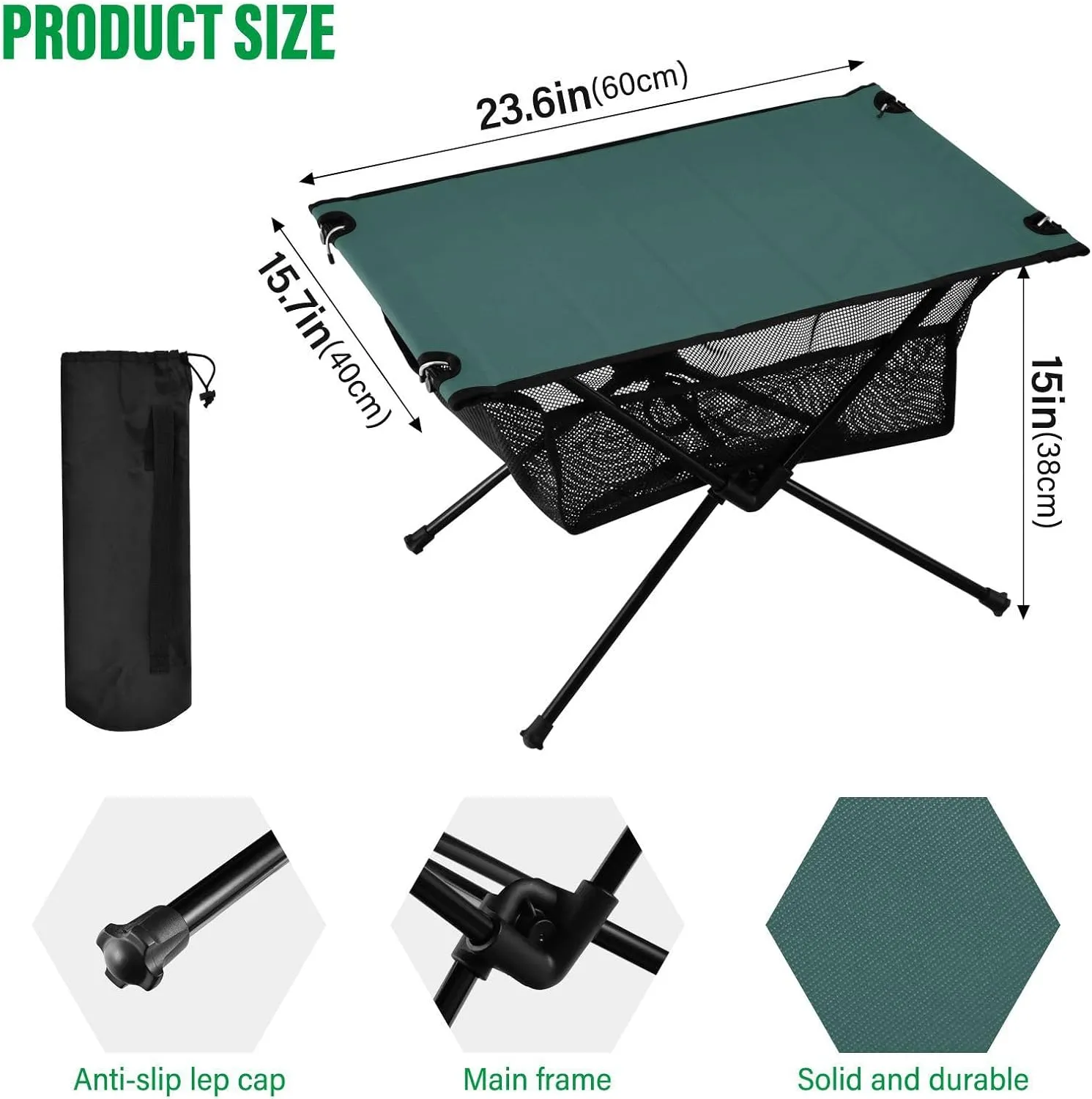 Emelivor Teal Blue Folding Camping Table Portable Beach Table with Carry Bag Small Picnic Table for Camping Hiking Fishing Garden Outdoor