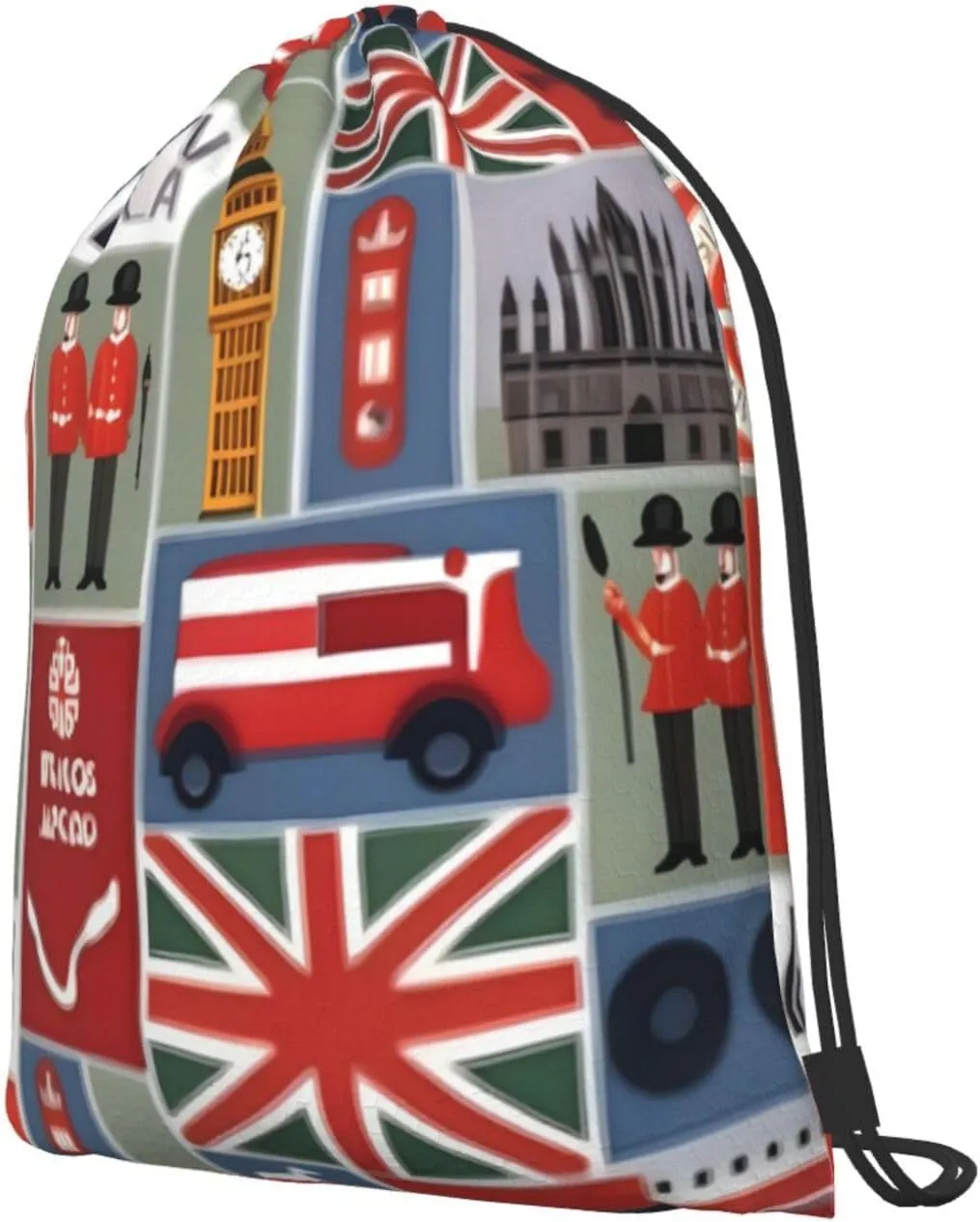 England Symbols Print Drawstring Backpack Bag, Men'S Women'S Shopping Yoga Swimming Travel Sports Backpacks