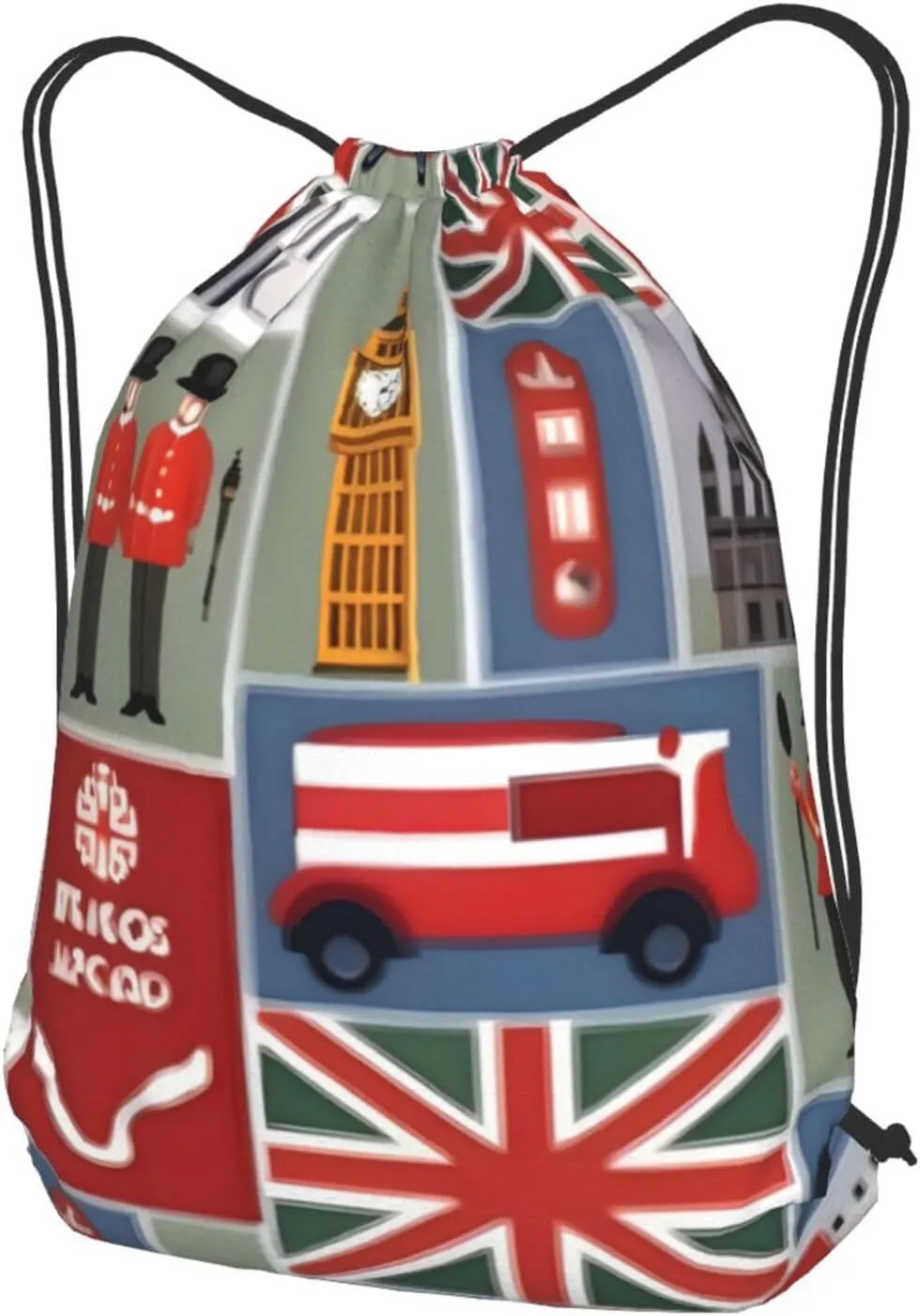 England Symbols Print Drawstring Backpack Bag, Men'S Women'S Shopping Yoga Swimming Travel Sports Backpacks