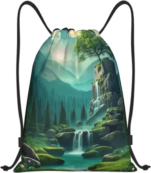 Enigmatic Dreams Print Drawstring Bags 210D Polyester Backpack Foldable Sports Drawstring Sack Mini Travel Daypack