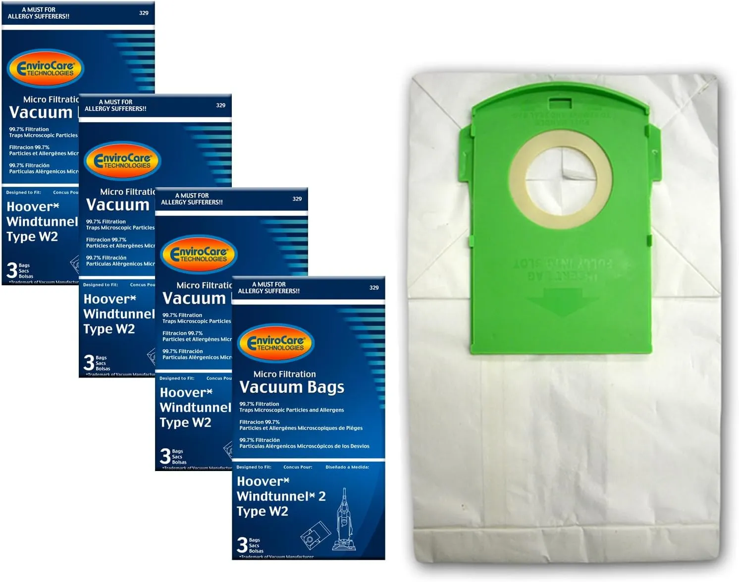 EnviroCare Replacement Micro Filtration Vacuum Cleaner Dust Bags Designed to Fit Hoover Type W2 WindTunnel Uprights 12 pack