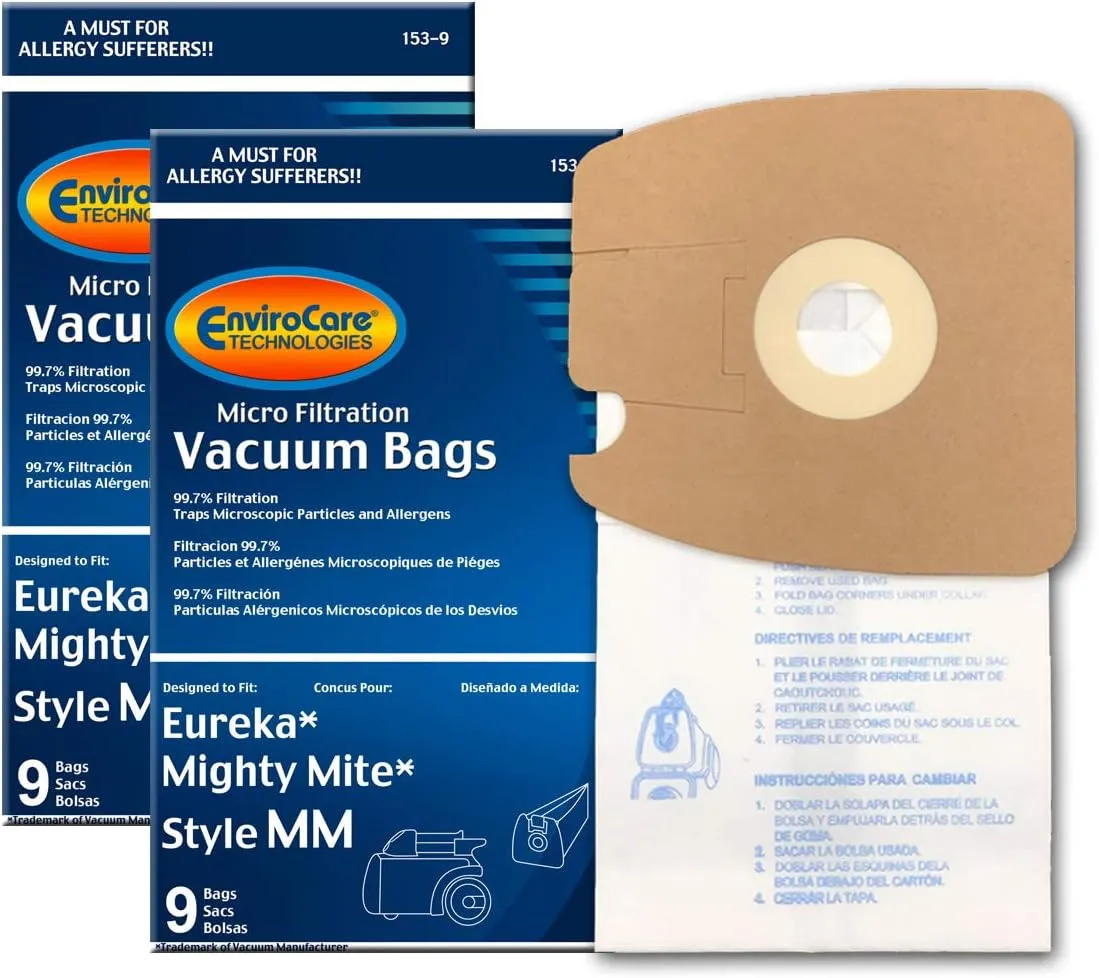Envirocare Replacement Micro Filtration Vacuum Cleaner Dust Bags made to fit Eureka Style MM. Replaces Part# 60295C (Mighty Mite Vacuums) 18 pack
