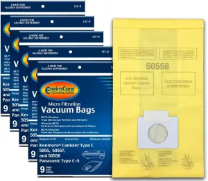 EnviroCare Replacement Vacuum Bags Designed to fit Kenmore Canister Type C or Q 50555, 50558, 50557 and Panasonic Type C-5 45 pack