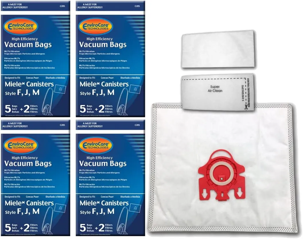 EnviroCare Replacement Vacuum Cleaner Bags made to fit Miele Canisters Style F J M 20 Bags with 8 Filters