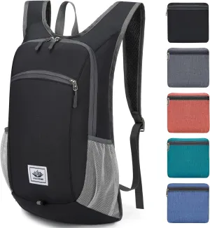 Esup 15L Lightweight Hiking Backpack Foldable Small Travel Backpack Packable Camping Backpack for Women Men (Black)