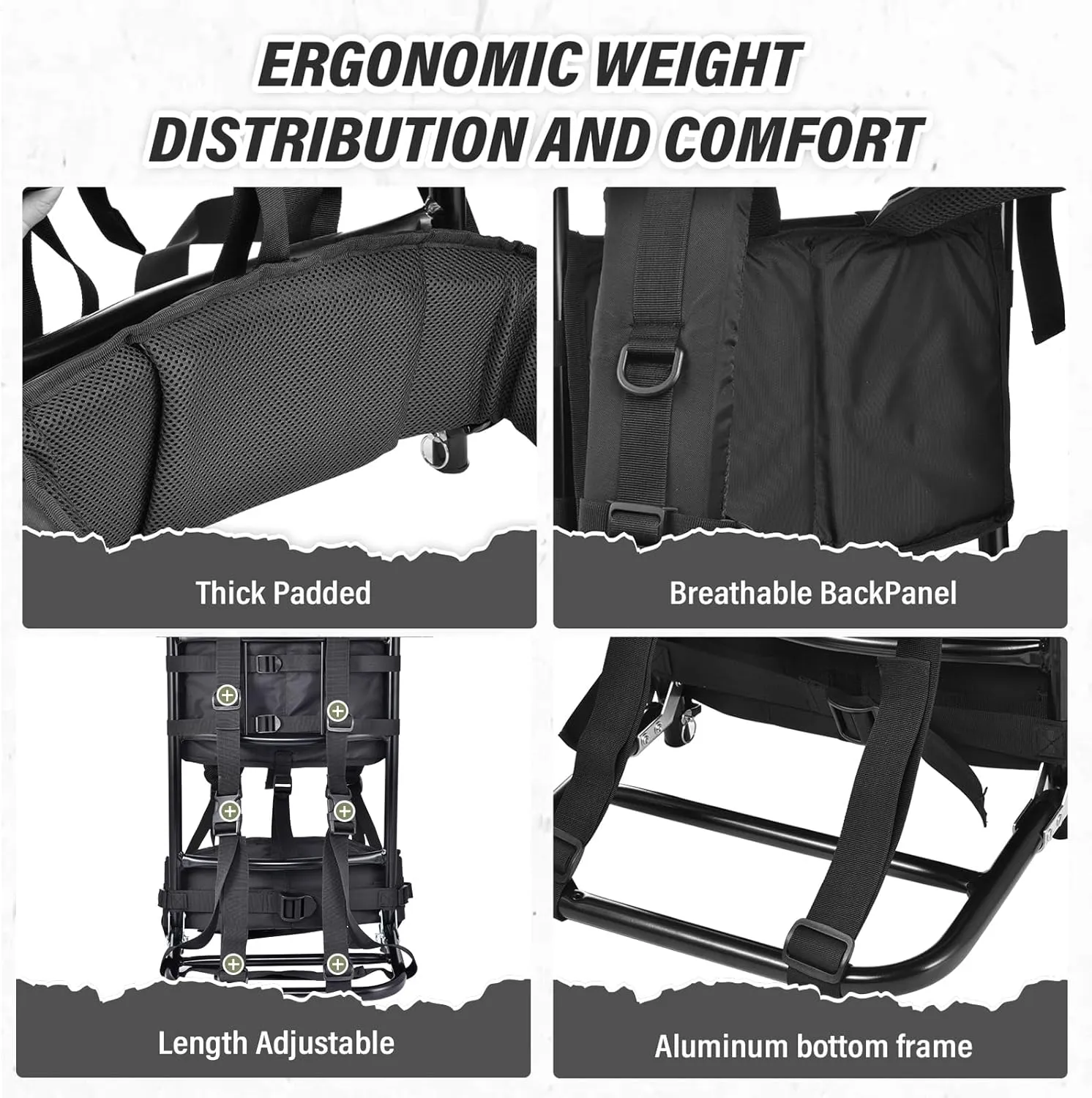 External Frame Backpack Load 132.3lb, Foldable Hunting Pack Frame Hiking Backpack Frame, Hunting Pack Frame For Elk Game Hauling, External Frame Hiking Backpacks