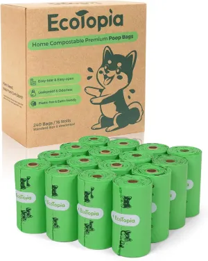 Extra 20% Thicker Dog Poop Bags,100% Certified Biodegradable Poop Bags for Dogs,Compostable Dog Waste Bags,Leakproof Pet Trash Bags,Cat Litter Bags,ASTM D6400 & EN 13432 Compliant,16 Rolls 240 Bags