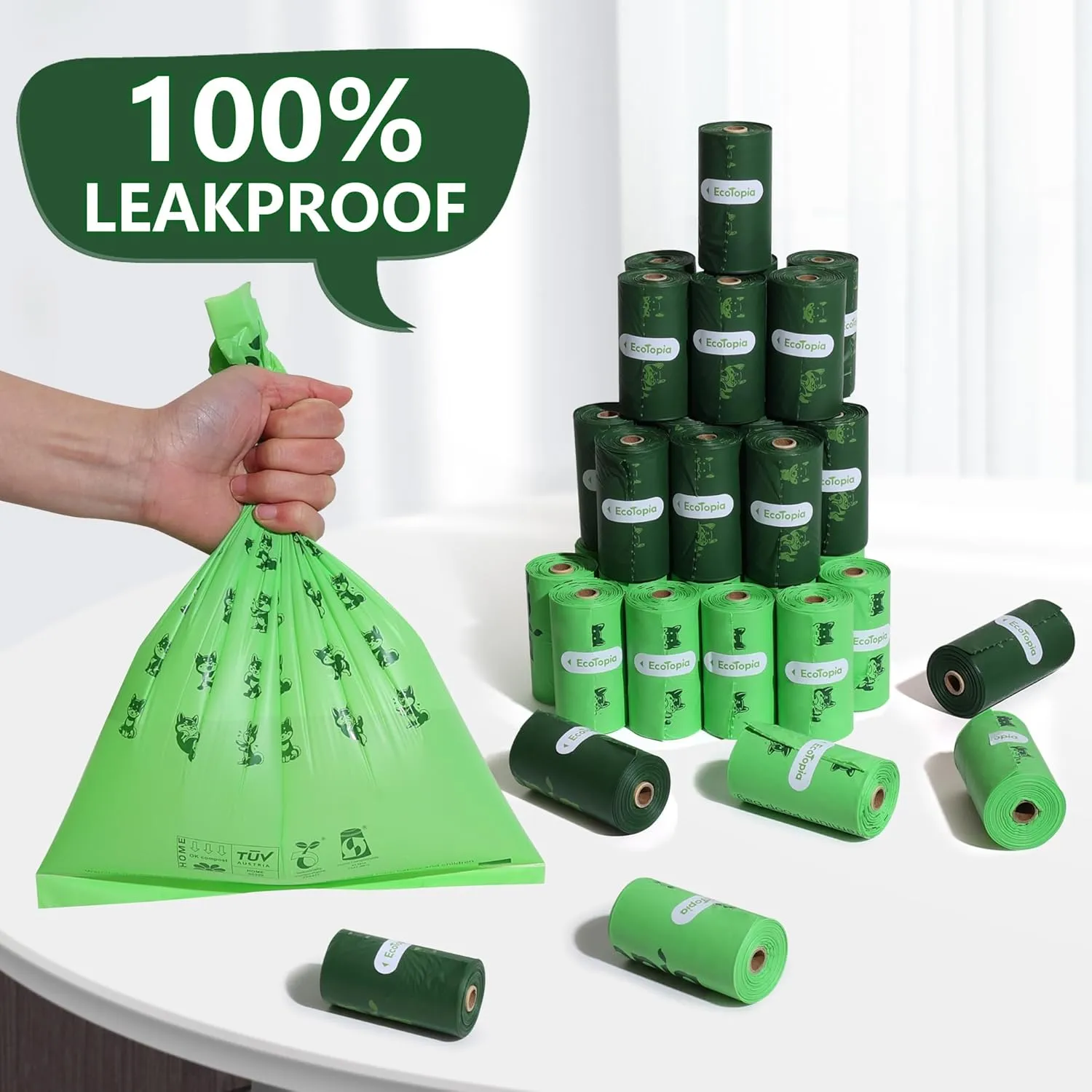 Extra 20% Thicker Dog Poop Bags,100% Certified Biodegradable Poop Bags for Dogs,Compostable Dog Waste Bags,Leakproof Pet Trash Bags,Cat Litter Bags,ASTM D6400 & EN 13432 Compliant,16 Rolls 240 Bags