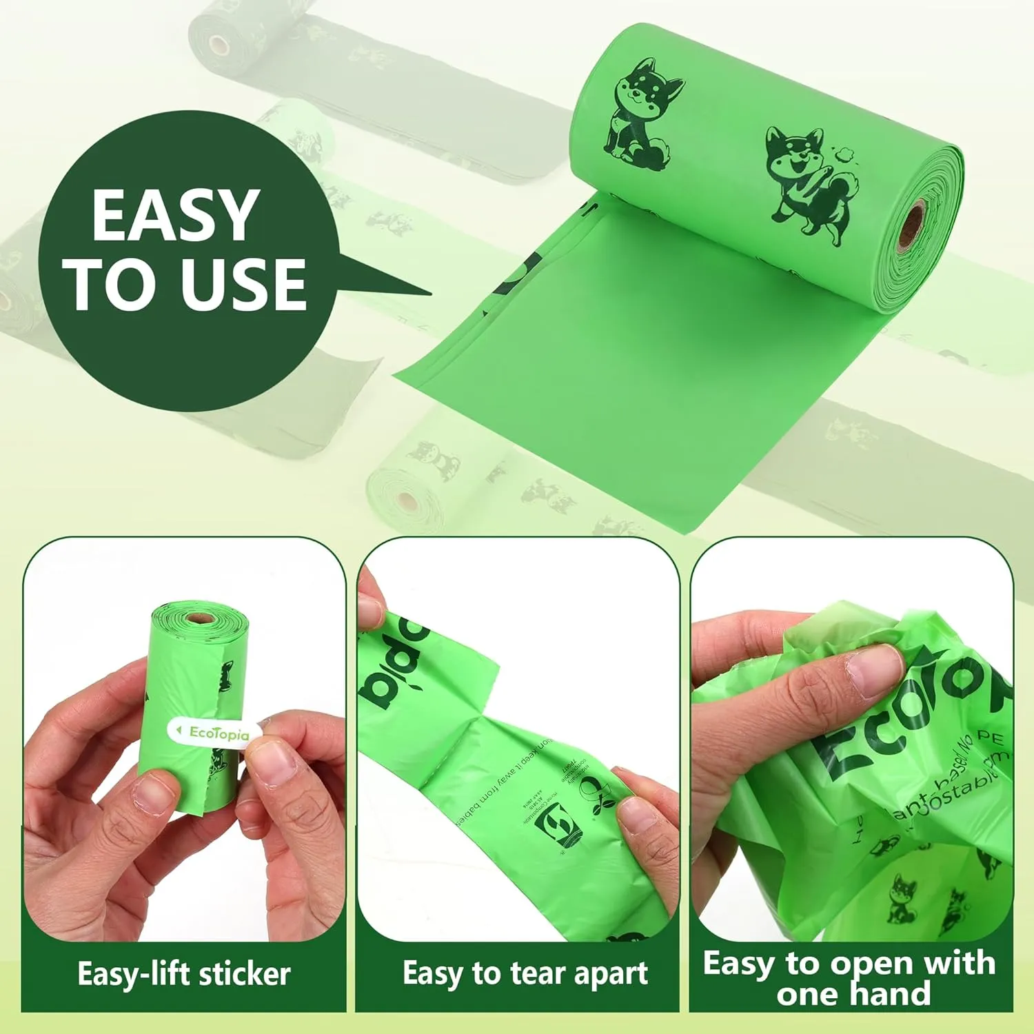 Extra 20% Thicker Dog Poop Bags,100% Certified Biodegradable Poop Bags for Dogs,Compostable Dog Waste Bags,Leakproof Pet Trash Bags,Cat Litter Bags,ASTM D6400 & EN 13432 Compliant,16 Rolls 240 Bags