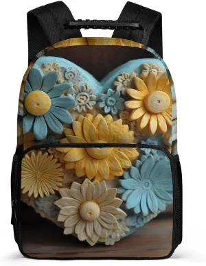 Extra Large Laptop Backpack for Woman Lightweight Computer Bag Wood Carving Style Flowers Work Bag Travel Daypacks for Man