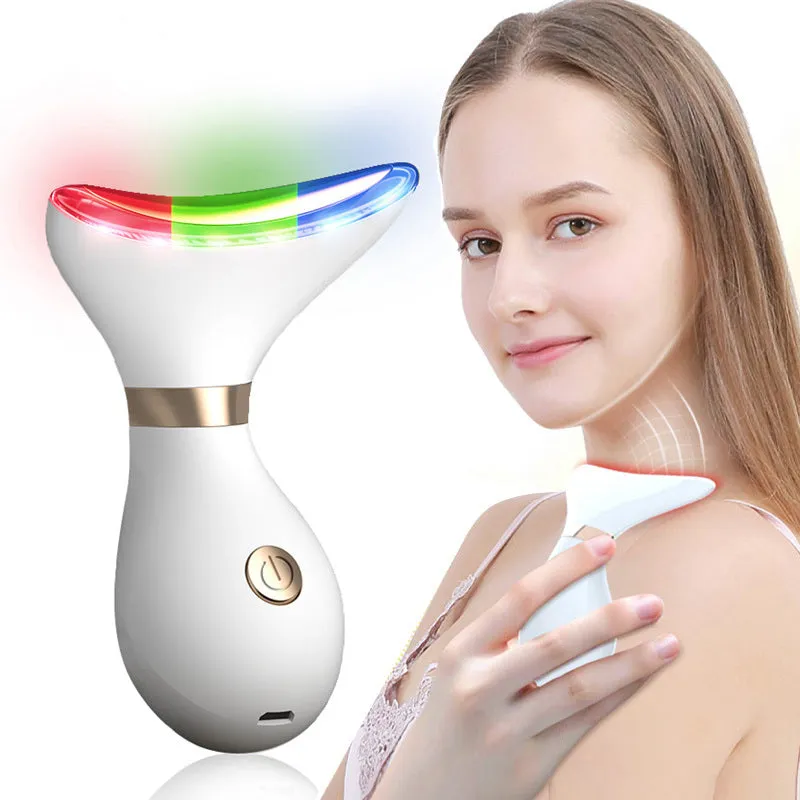 Face Neck Wrinkle Removal Heat Vibration Skin Tighten Massager